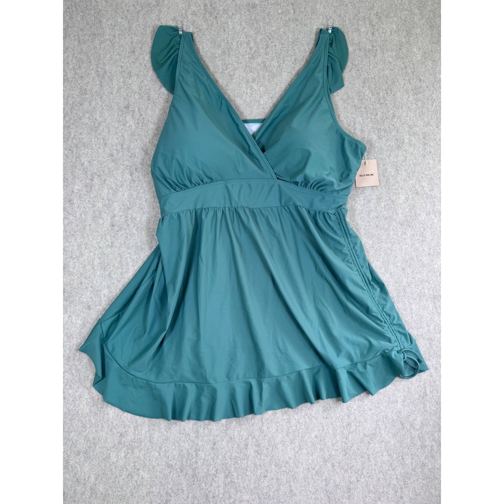 k 153. BloomChic Ruffle Trim Swimdress Two Piece Swimsuit Set Womens Size 28